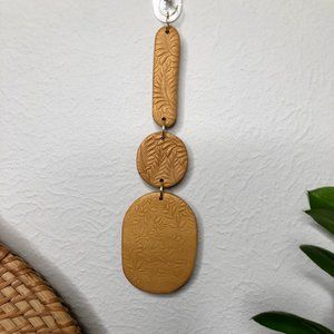 Hand Crafted Clay Leaf embossed gold wall hanging